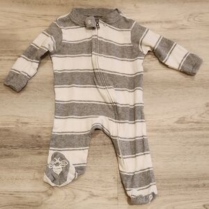 Burt's Bees Gray and White Striped Footies